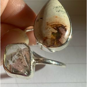 COPY - COPY - 925 Sterling Silver and Natural Stone Ring- Adjustable Size